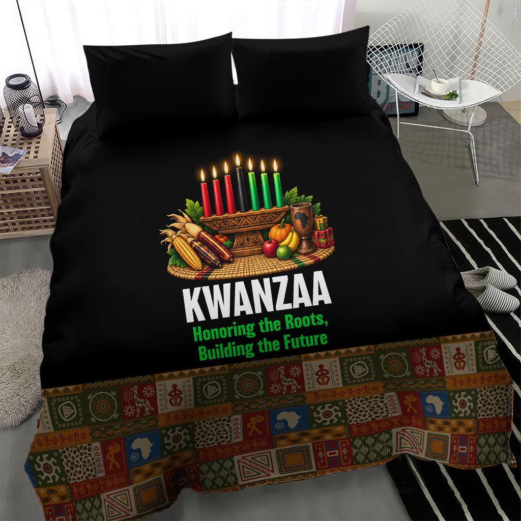 Kwanzaa Honoring The Roots Bedding Set Pan African Kinara Unity Traditional Tribal Art