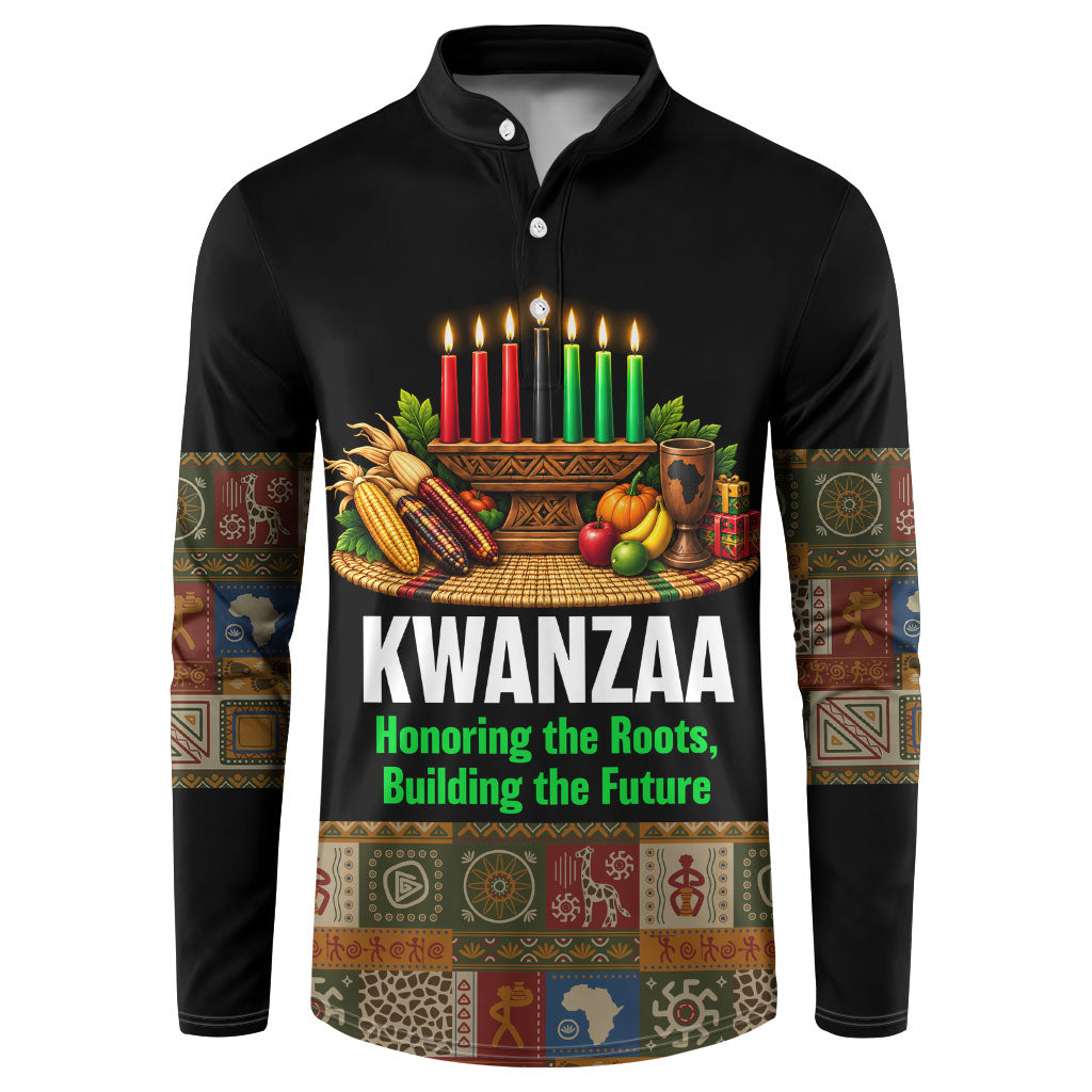 Kwanzaa Honoring The Roots Button Sweatshirt Pan African Kinara Unity Traditional Tribal Art