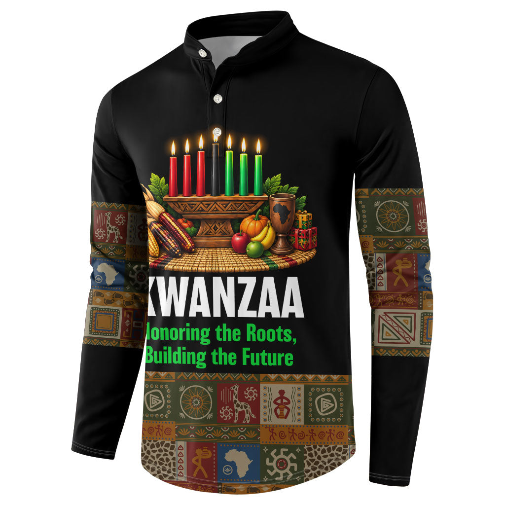Kwanzaa Honoring The Roots Button Sweatshirt Pan African Kinara Unity Traditional Tribal Art