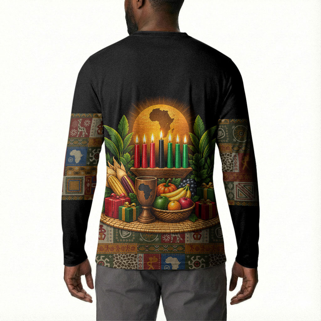 Kwanzaa Honoring The Roots Button Sweatshirt Pan African Kinara Unity Traditional Tribal Art