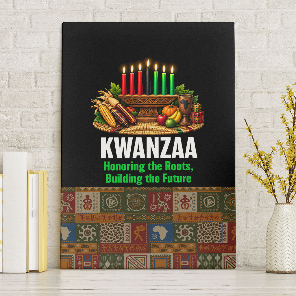 Kwanzaa Honoring The Roots Canvas Wall Art Pan African Kinara Unity Traditional Tribal Art