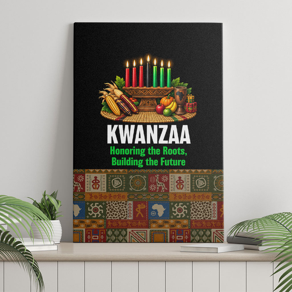 Kwanzaa Honoring The Roots Canvas Wall Art Pan African Kinara Unity Traditional Tribal Art
