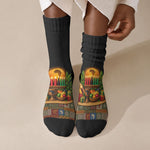 Kwanzaa Honoring The Roots Crew Socks Pan African Kinara Unity Traditional Tribal Art