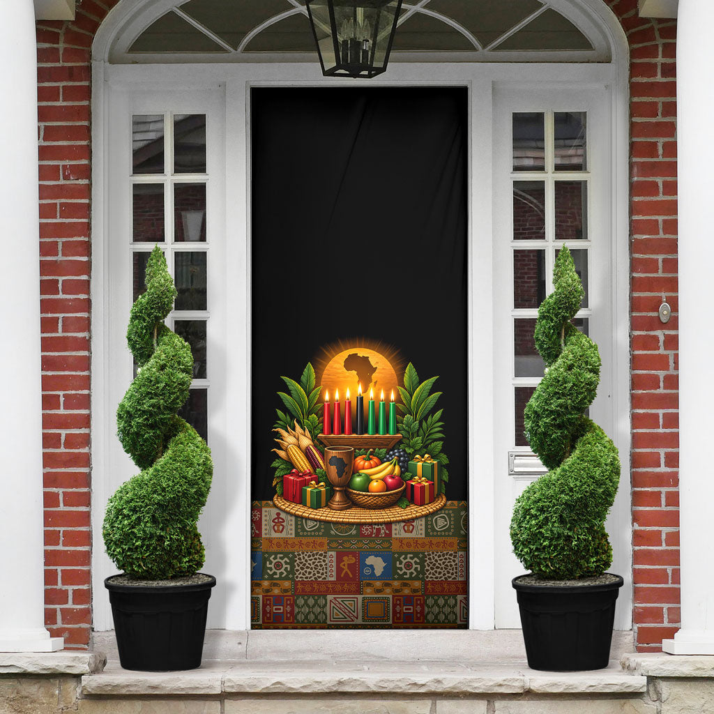 Kwanzaa Honoring The Roots Door Cover Pan African Kinara Unity Traditional Tribal Art