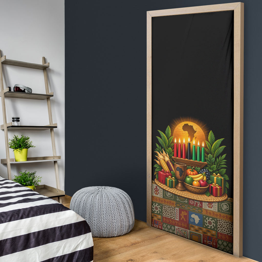 Kwanzaa Honoring The Roots Door Cover Pan African Kinara Unity Traditional Tribal Art