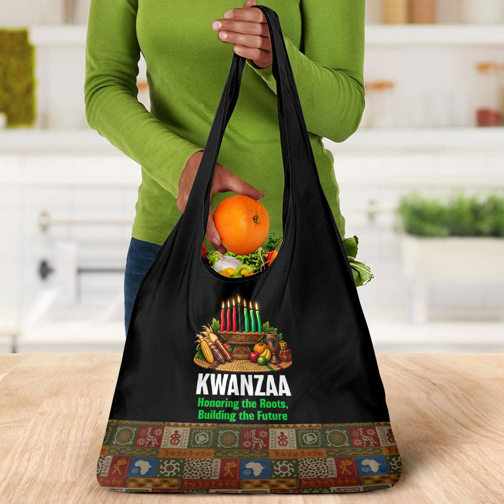 Kwanzaa Honoring The Roots Grocery Bag Pan African Kinara Unity Traditional Tribal Art