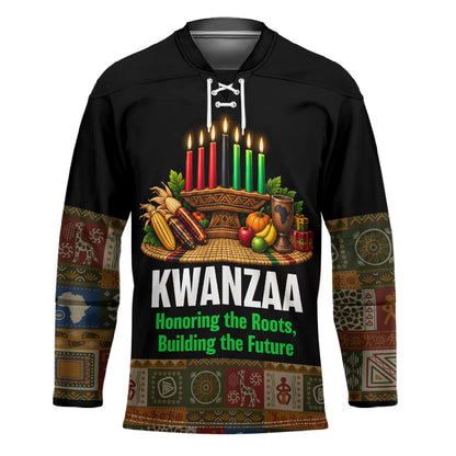 Kwanzaa Honoring The Roots Hockey Jersey Pan African Kinara Unity Traditional Tribal Art