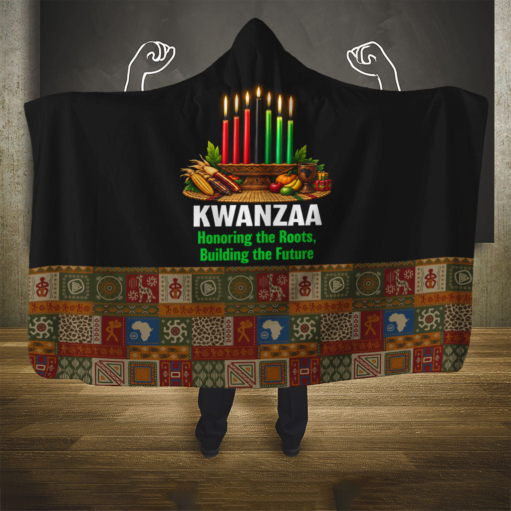 Kwanzaa Honoring The Roots Hooded Blanket Pan African Kinara Unity Traditional Tribal Art