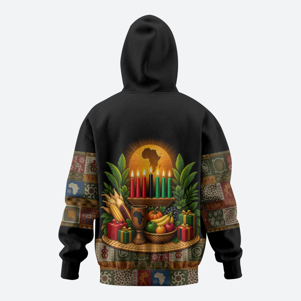 Kwanzaa Honoring The Roots Hoodie Pan African Kinara Unity Traditional Tribal Art