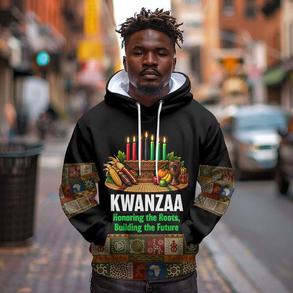 Kwanzaa Honoring The Roots Hoodie Pan African Kinara Unity Traditional Tribal Art