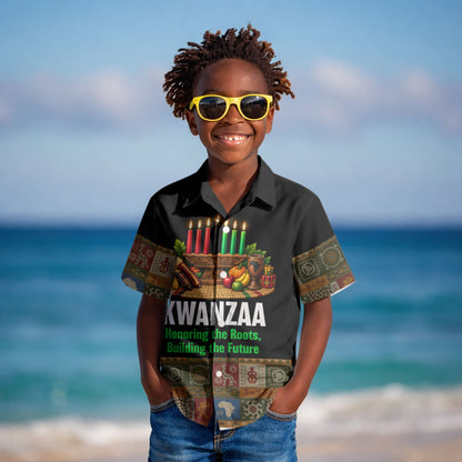 Kwanzaa Honoring The Roots Kid Hawaiian Shirt Pan African Kinara Unity Traditional Tribal Art