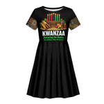 Kwanzaa Honoring The Roots Kid Short Sleeve Dress Pan African Kinara Unity Traditional Tribal Art