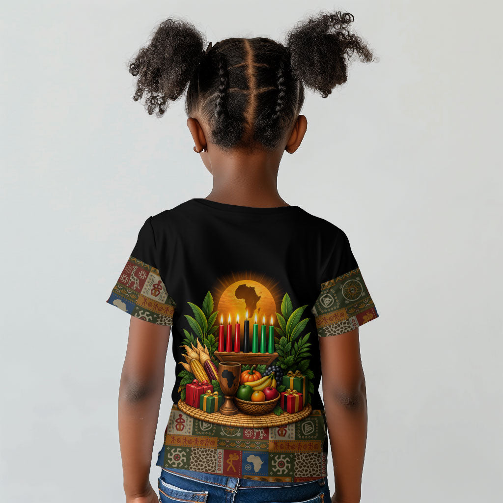 Kwanzaa Honoring The Roots Kid T shirt Pan African Kinara Unity Traditional Tribal Art