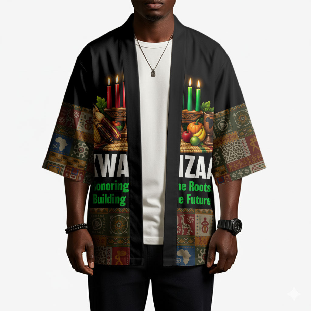 Kwanzaa Honoring The Roots Kimono Pan African Kinara Unity Traditional Tribal Art