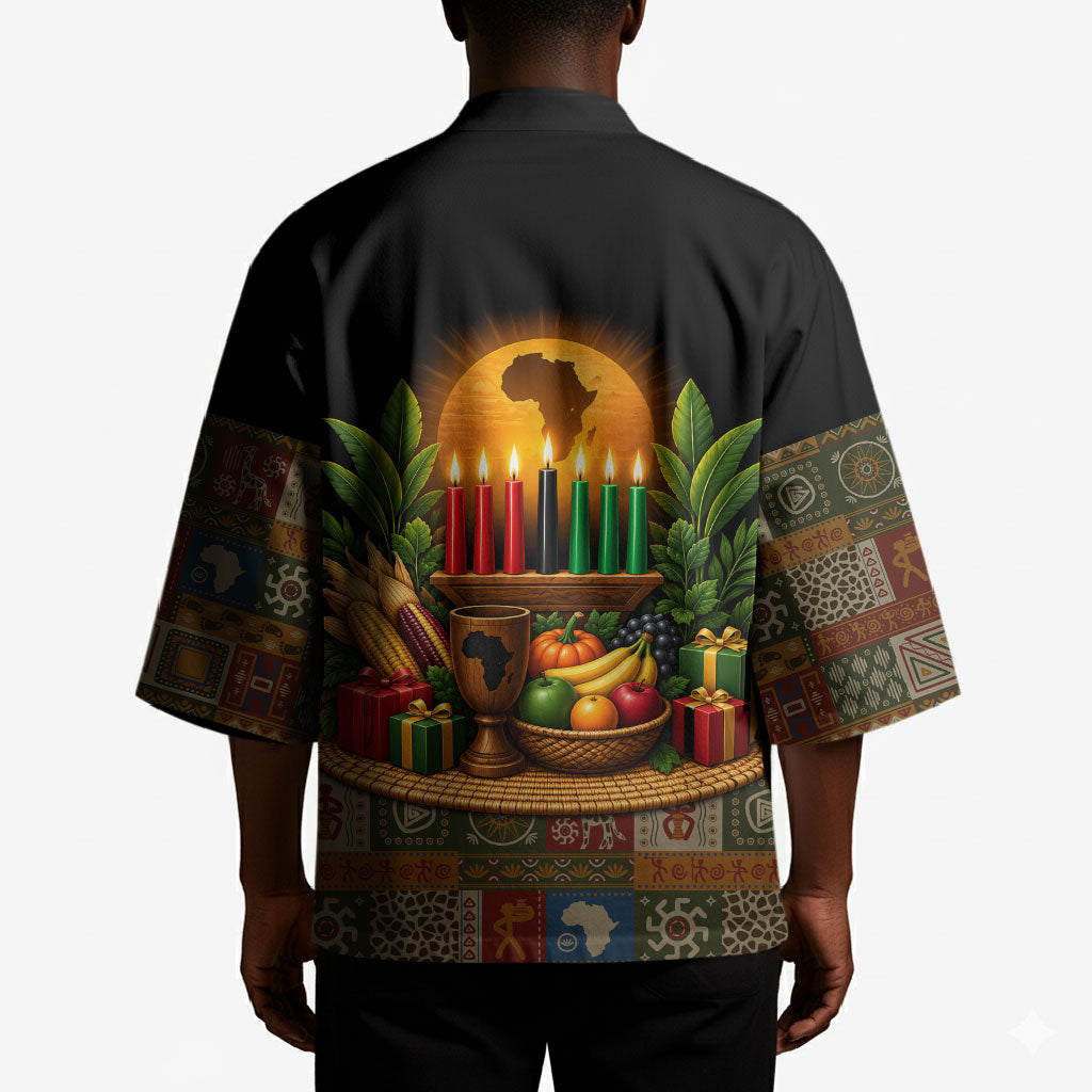 Kwanzaa Honoring The Roots Kimono Pan African Kinara Unity Traditional Tribal Art