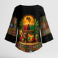 Kwanzaa Honoring The Roots Kimono Sleeve Blouse Pan African Kinara Unity Traditional Tribal Art
