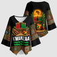 Kwanzaa Honoring The Roots Kimono Sleeve Blouse Pan African Kinara Unity Traditional Tribal Art