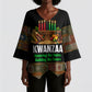 Kwanzaa Honoring The Roots Kimono Sleeve Blouse Pan African Kinara Unity Traditional Tribal Art