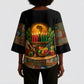 Kwanzaa Honoring The Roots Kimono Sleeve Blouse Pan African Kinara Unity Traditional Tribal Art