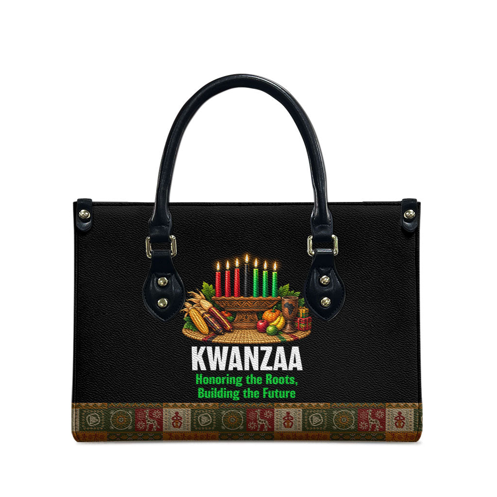 Kwanzaa Honoring The Roots Leather Bag Pan African Kinara Unity Traditional Tribal Art