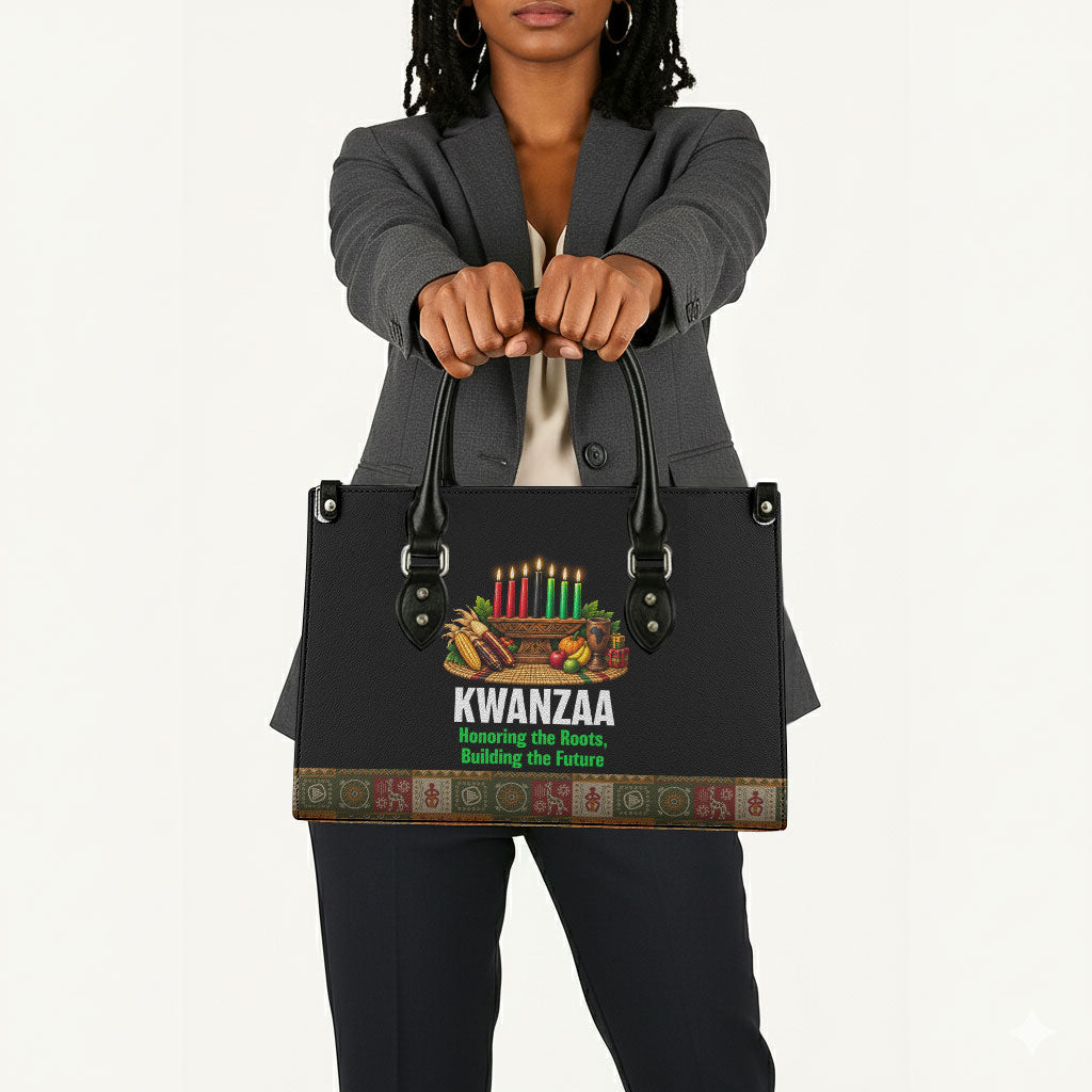 Kwanzaa Honoring The Roots Leather Bag Pan African Kinara Unity Traditional Tribal Art