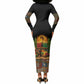 Kwanzaa Honoring The Roots Long Sleeve Bodycon Dress Pan African Kinara Unity Traditional Tribal Art