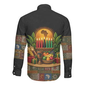 Kwanzaa Honoring The Roots Long Sleeve Button Shirt Pan African Kinara Unity Traditional Tribal Art