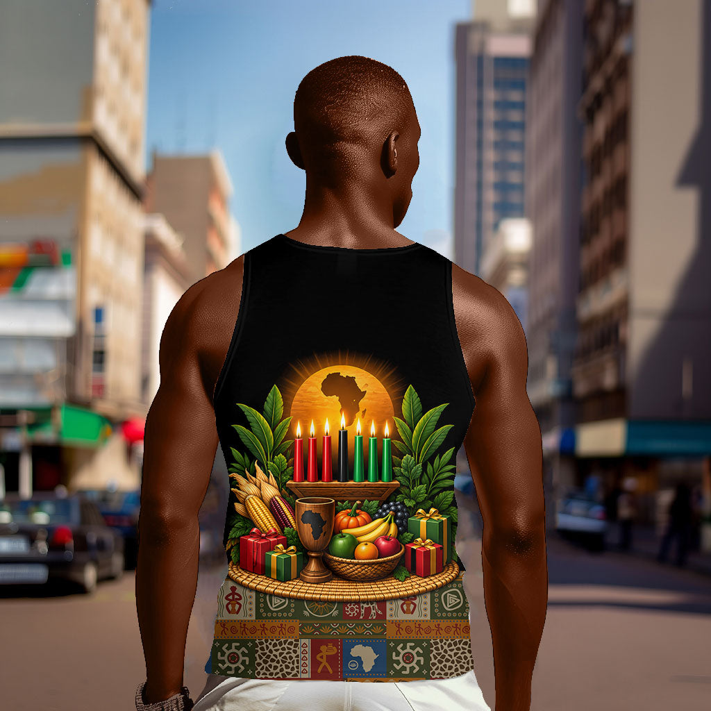 Kwanzaa Honoring The Roots Men Tank Top Pan African Kinara Unity Traditional Tribal Art