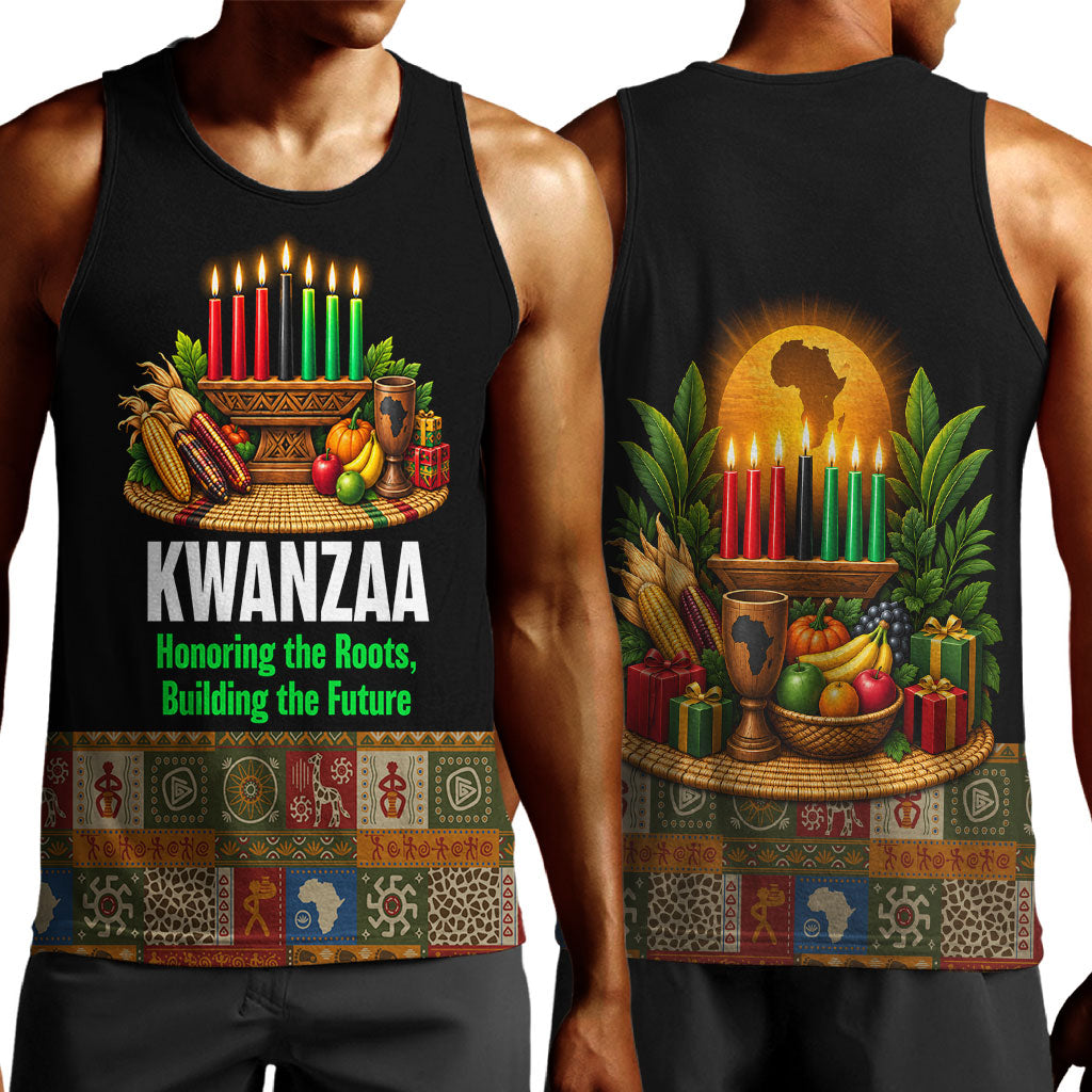 Kwanzaa Honoring The Roots Men Tank Top Pan African Kinara Unity Traditional Tribal Art