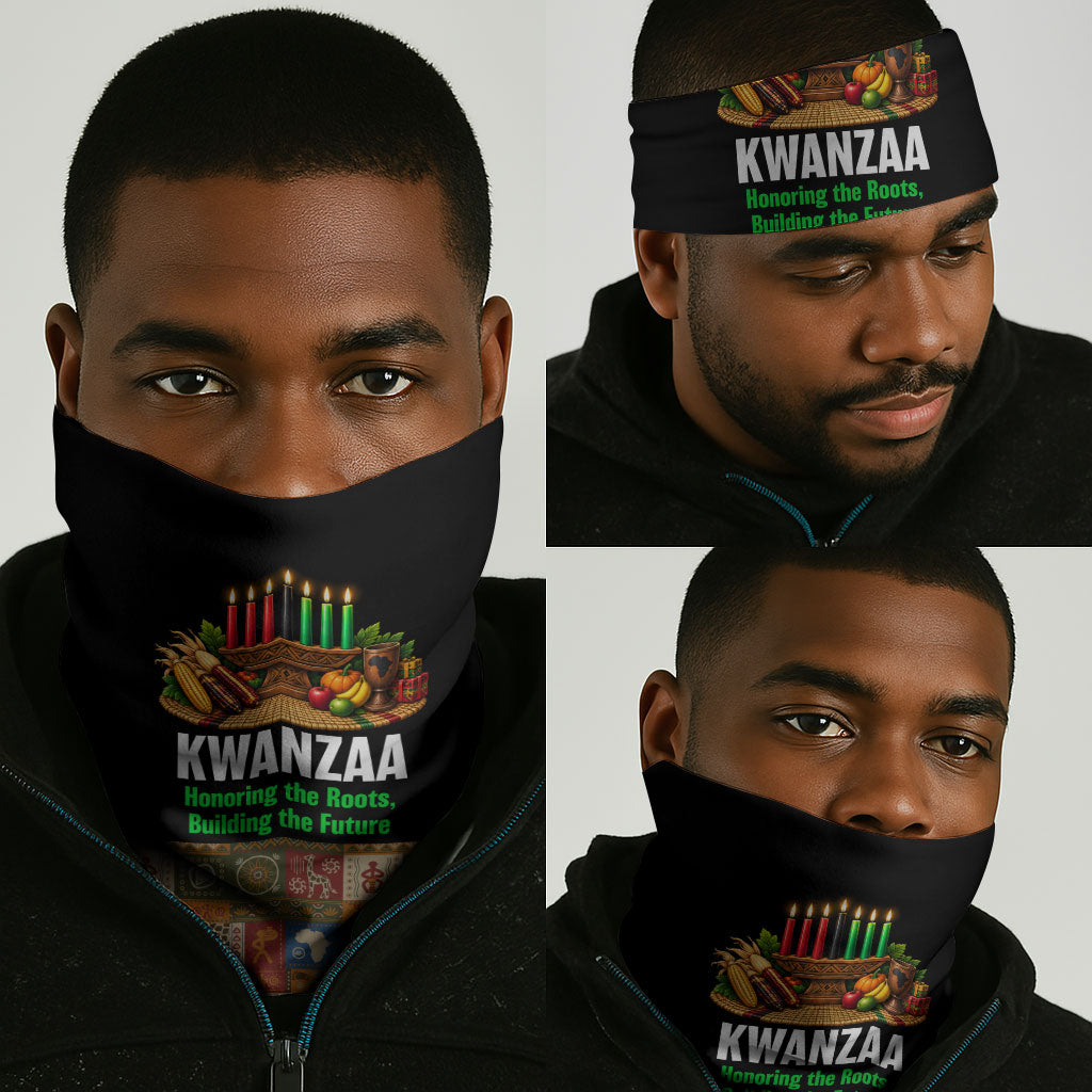 Kwanzaa Honoring The Roots Neck Gaiter Pan African Kinara Unity Traditional Tribal Art
