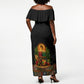 Kwanzaa Honoring The Roots Off Shoulder Maxi Dress Pan African Kinara Unity Traditional Tribal Art