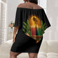 Kwanzaa Honoring The Roots Off Shoulder Short Dress Pan African Kinara Unity Traditional Tribal Art