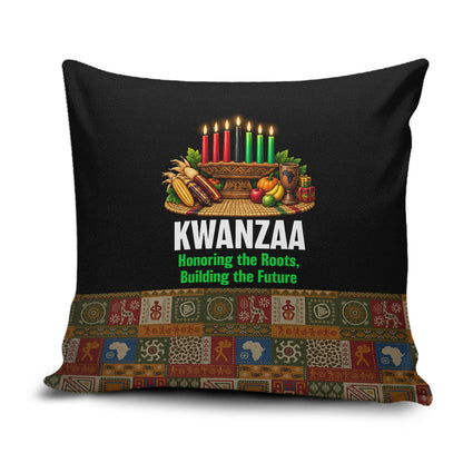 Kwanzaa Honoring The Roots Pillow Cover Pan African Kinara Unity Traditional Tribal Art