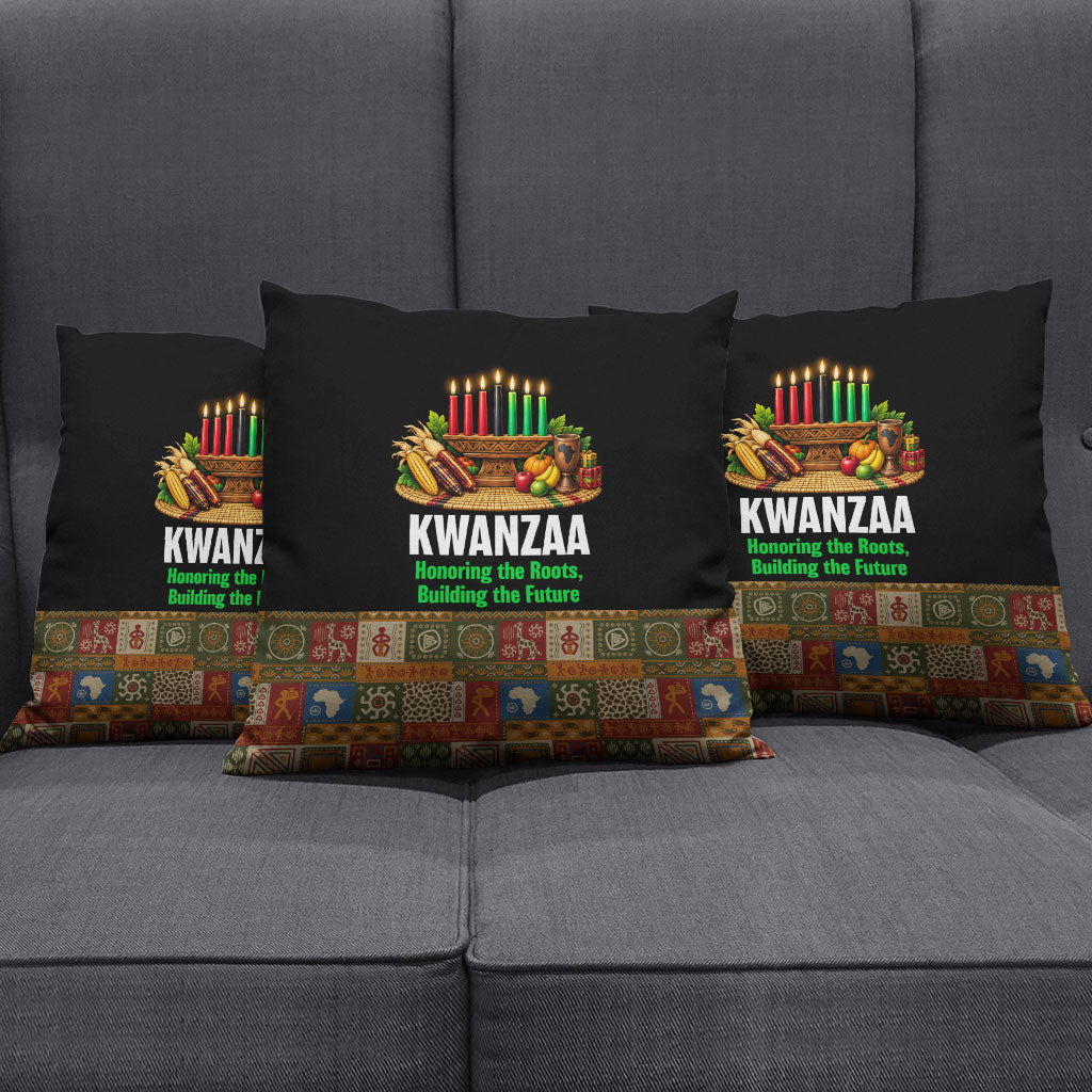 Kwanzaa Honoring The Roots Pillow Cover Pan African Kinara Unity Traditional Tribal Art