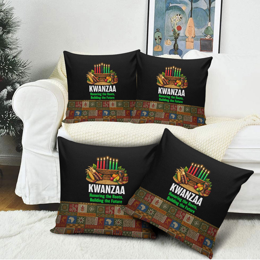 Kwanzaa Honoring The Roots Pillow Cover Pan African Kinara Unity Traditional Tribal Art