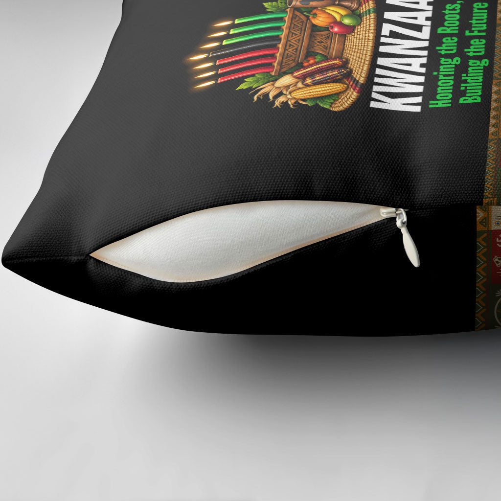 Kwanzaa Honoring The Roots Pillow Cover Pan African Kinara Unity Traditional Tribal Art