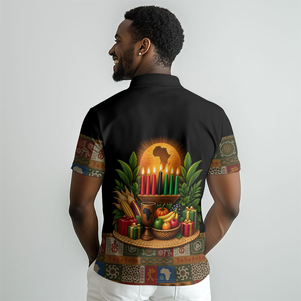 Kwanzaa Honoring The Roots Polo Shirt Pan African Kinara Unity Traditional Tribal Art