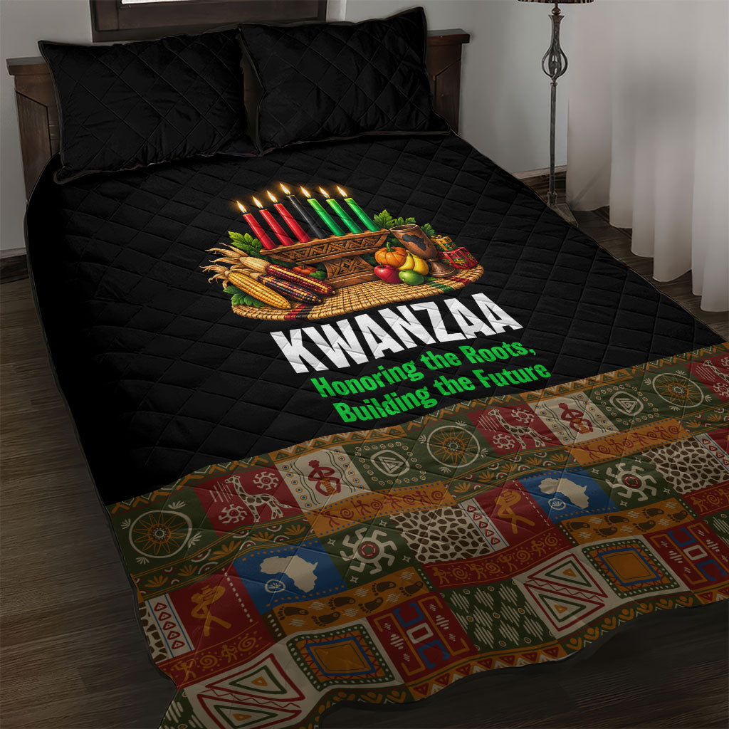 Kwanzaa Honoring The Roots Quilt Bed Set Pan African Kinara Unity Traditional Tribal Art