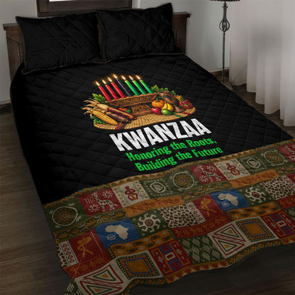 Kwanzaa Honoring The Roots Quilt Bed Set Pan African Kinara Unity Traditional Tribal Art