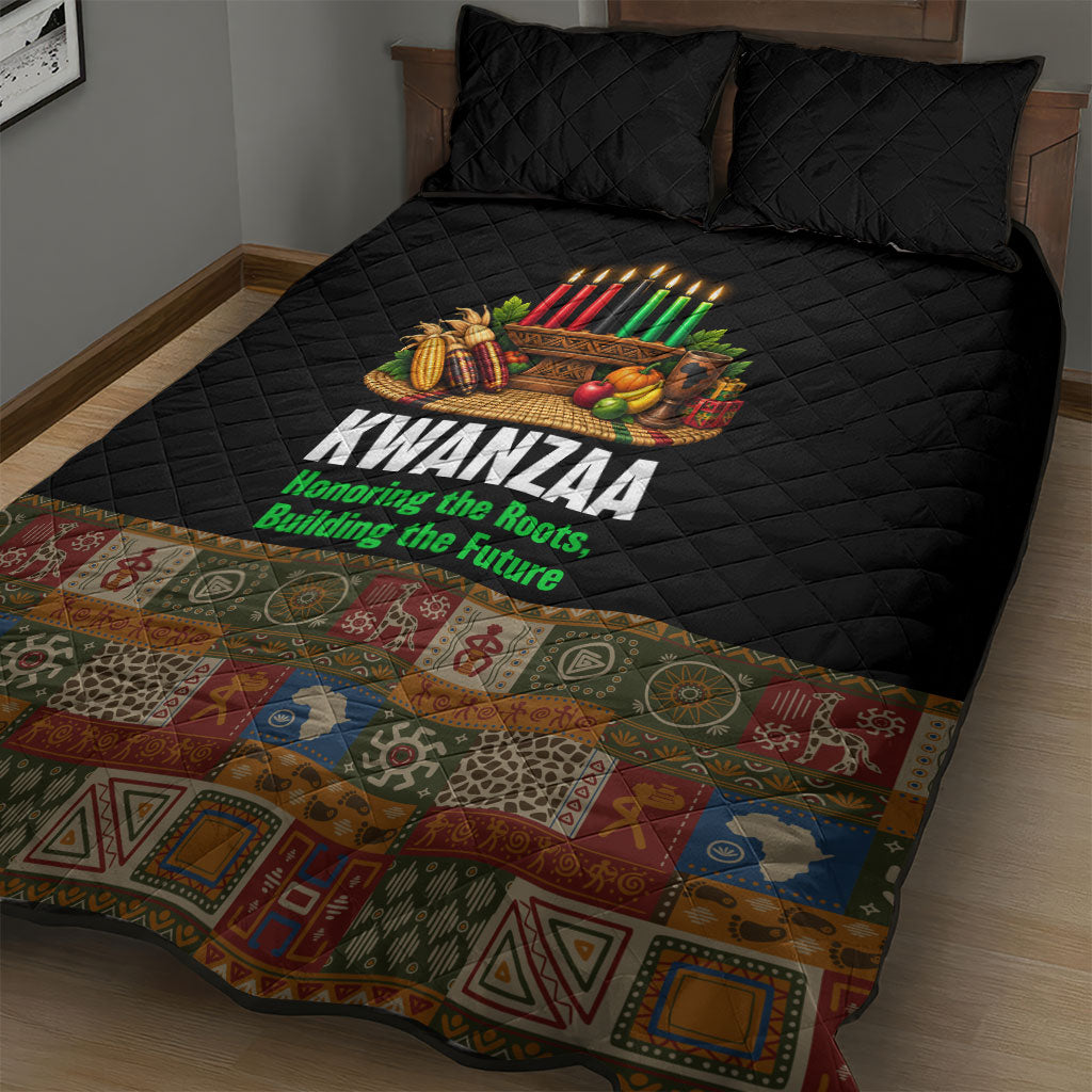 Kwanzaa Honoring The Roots Quilt Bed Set Pan African Kinara Unity Traditional Tribal Art