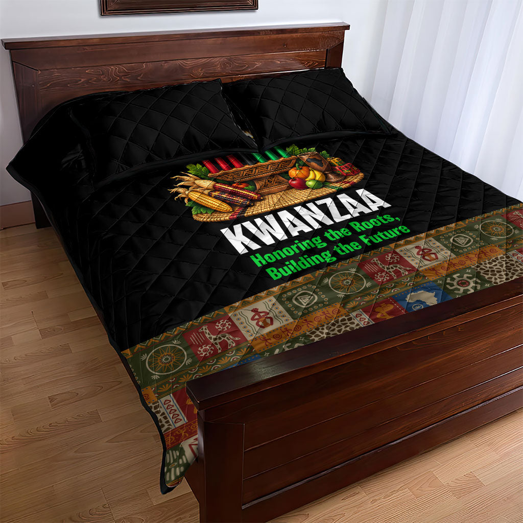 Kwanzaa Honoring The Roots Quilt Bed Set Pan African Kinara Unity Traditional Tribal Art