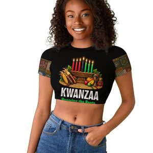 Kwanzaa Honoring The Roots Raglan Cropped T shirt Pan African Kinara Unity Traditional Tribal Art