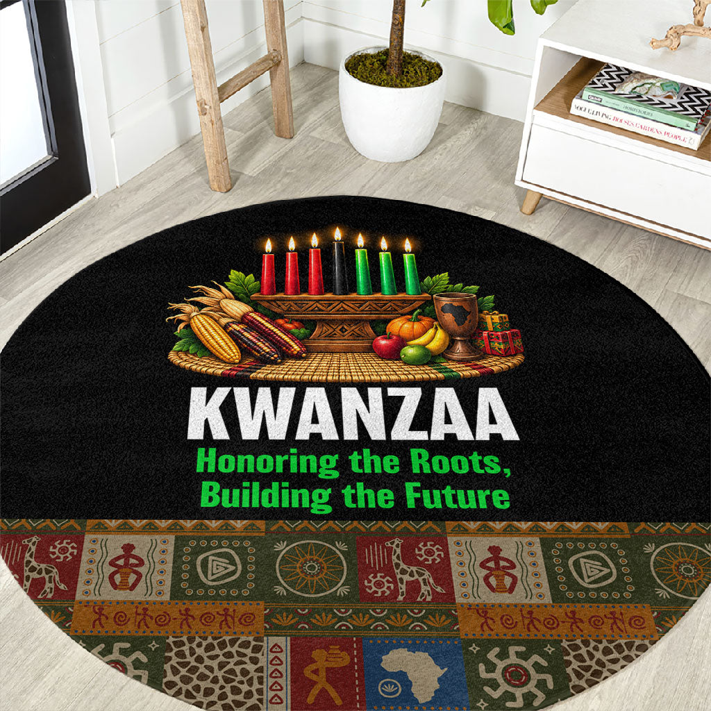 Kwanzaa Honoring The Roots Round Carpet Pan African Kinara Unity Traditional Tribal Art