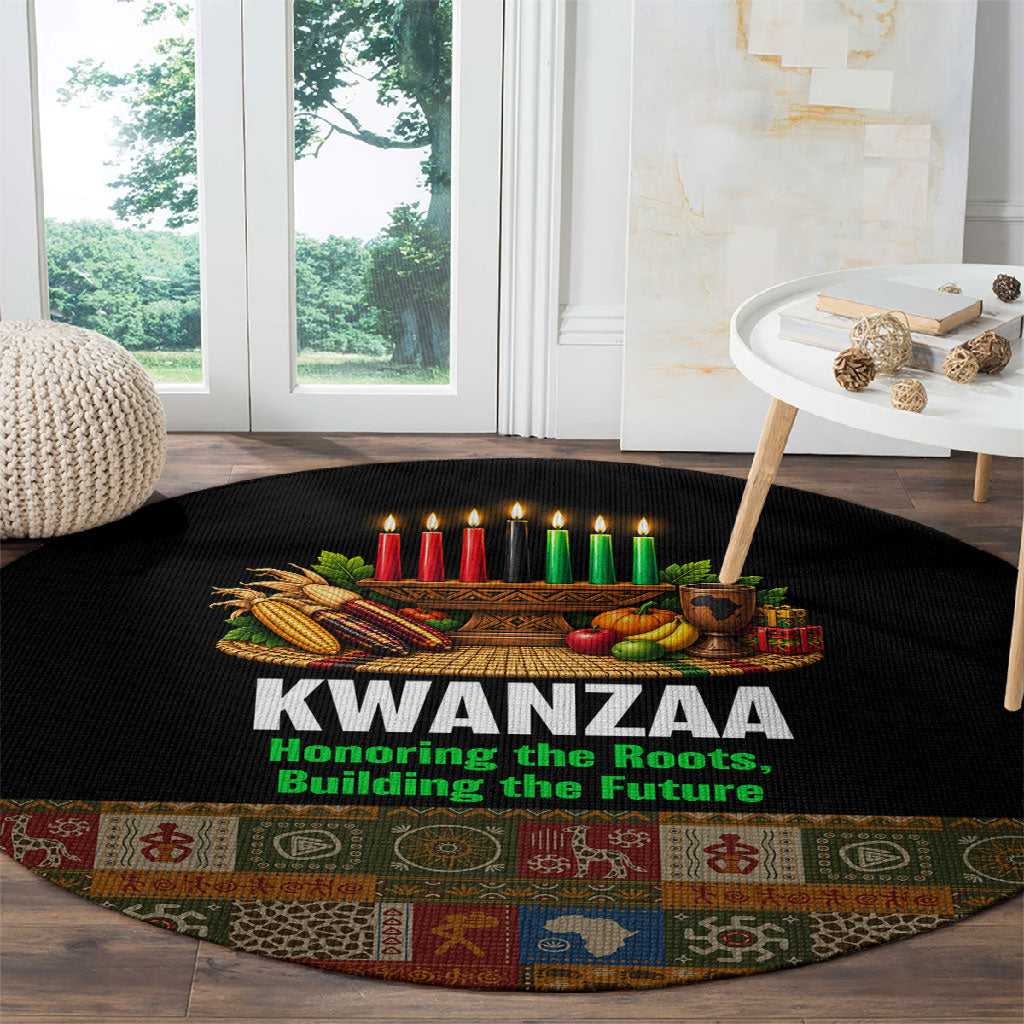 Kwanzaa Honoring The Roots Round Carpet Pan African Kinara Unity Traditional Tribal Art