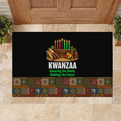 Kwanzaa Honoring The Roots Rubber Doormat Pan African Kinara Unity Traditional Tribal Art