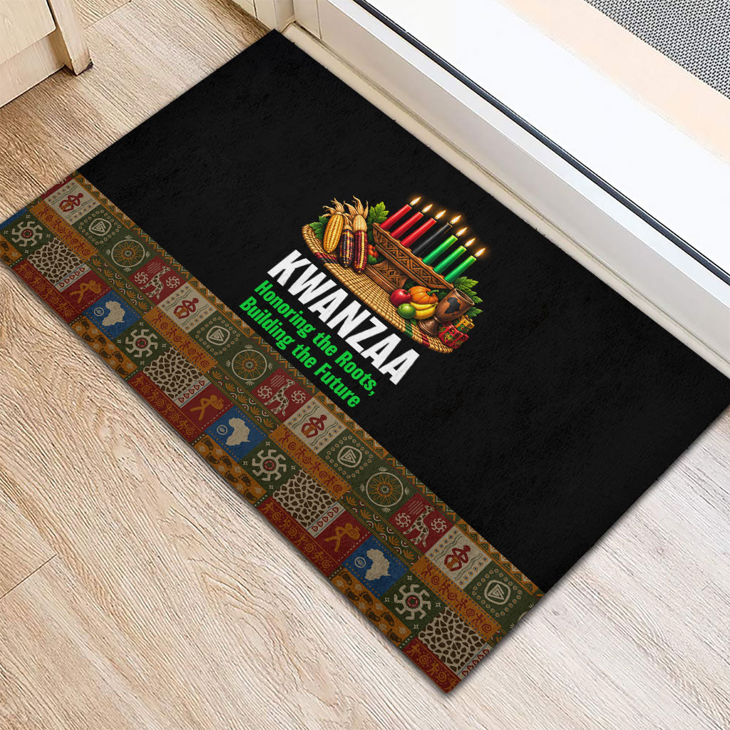 Kwanzaa Honoring The Roots Rubber Doormat Pan African Kinara Unity Traditional Tribal Art