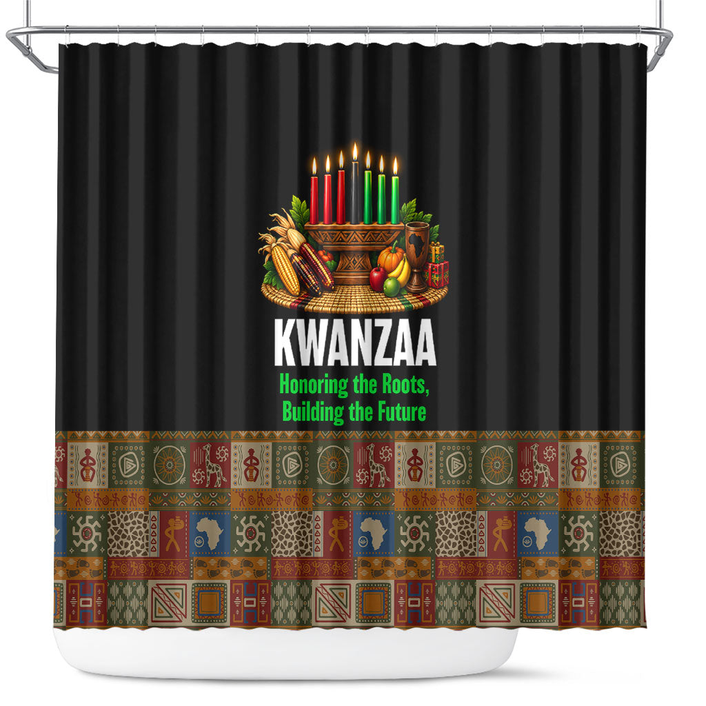 Kwanzaa Honoring The Roots Shower Curtain Pan African Kinara Unity Traditional Tribal Art