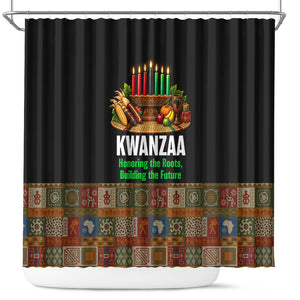 Kwanzaa Honoring The Roots Shower Curtain Pan African Kinara Unity Traditional Tribal Art