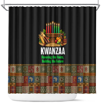 Kwanzaa Honoring The Roots Shower Curtain Pan African Kinara Unity Traditional Tribal Art