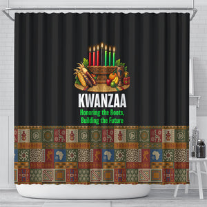 Kwanzaa Honoring The Roots Shower Curtain Pan African Kinara Unity Traditional Tribal Art